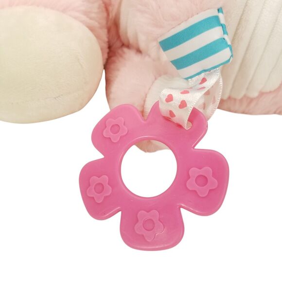 Make Believe Ideas Pink Unicorn Plush Rattle Lovey Teether Crinkle Sensory Tabs - Picture 9 of 11